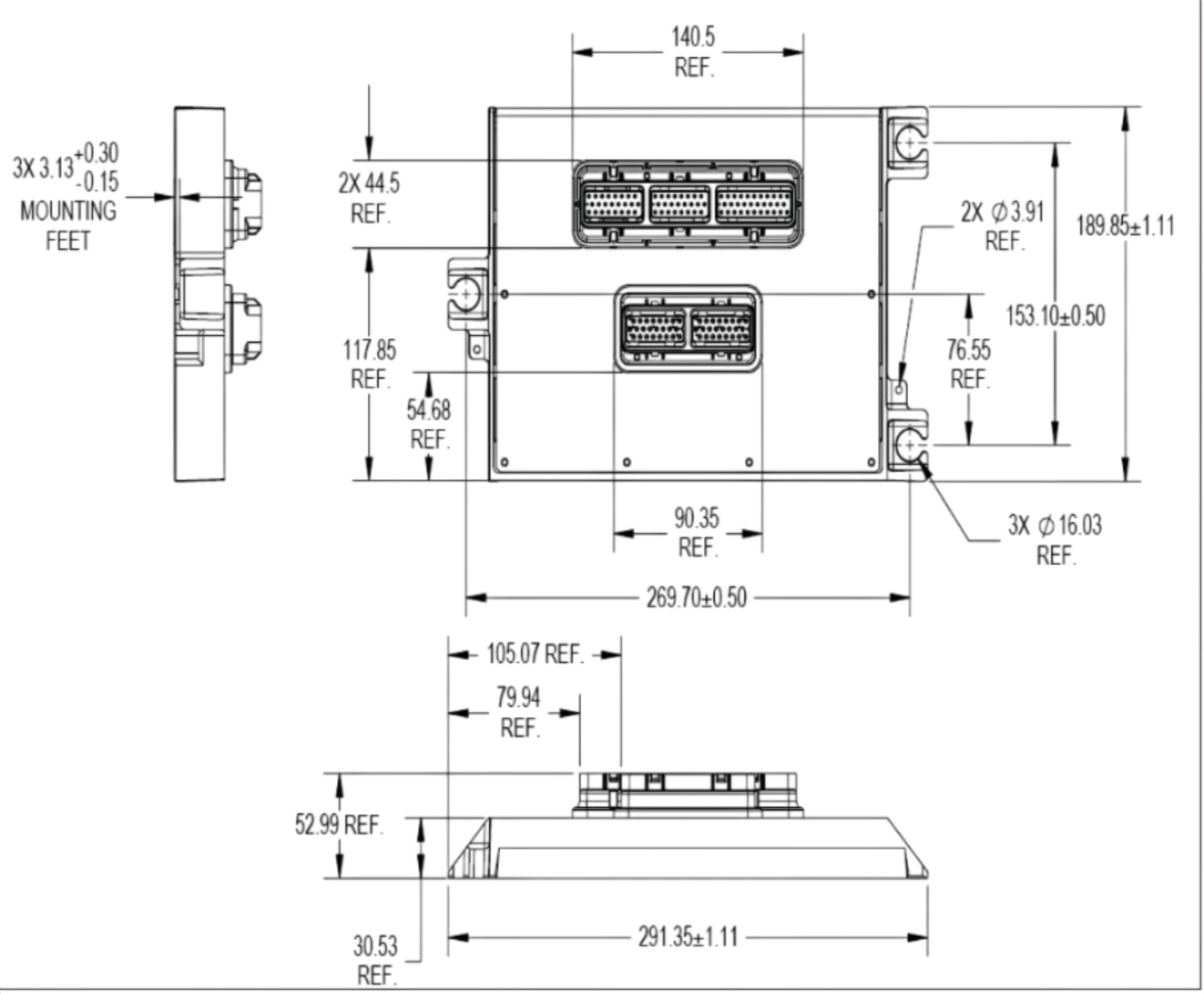 Woodward ECM-0565-128-0701-F 8237-1104 physical dimensions