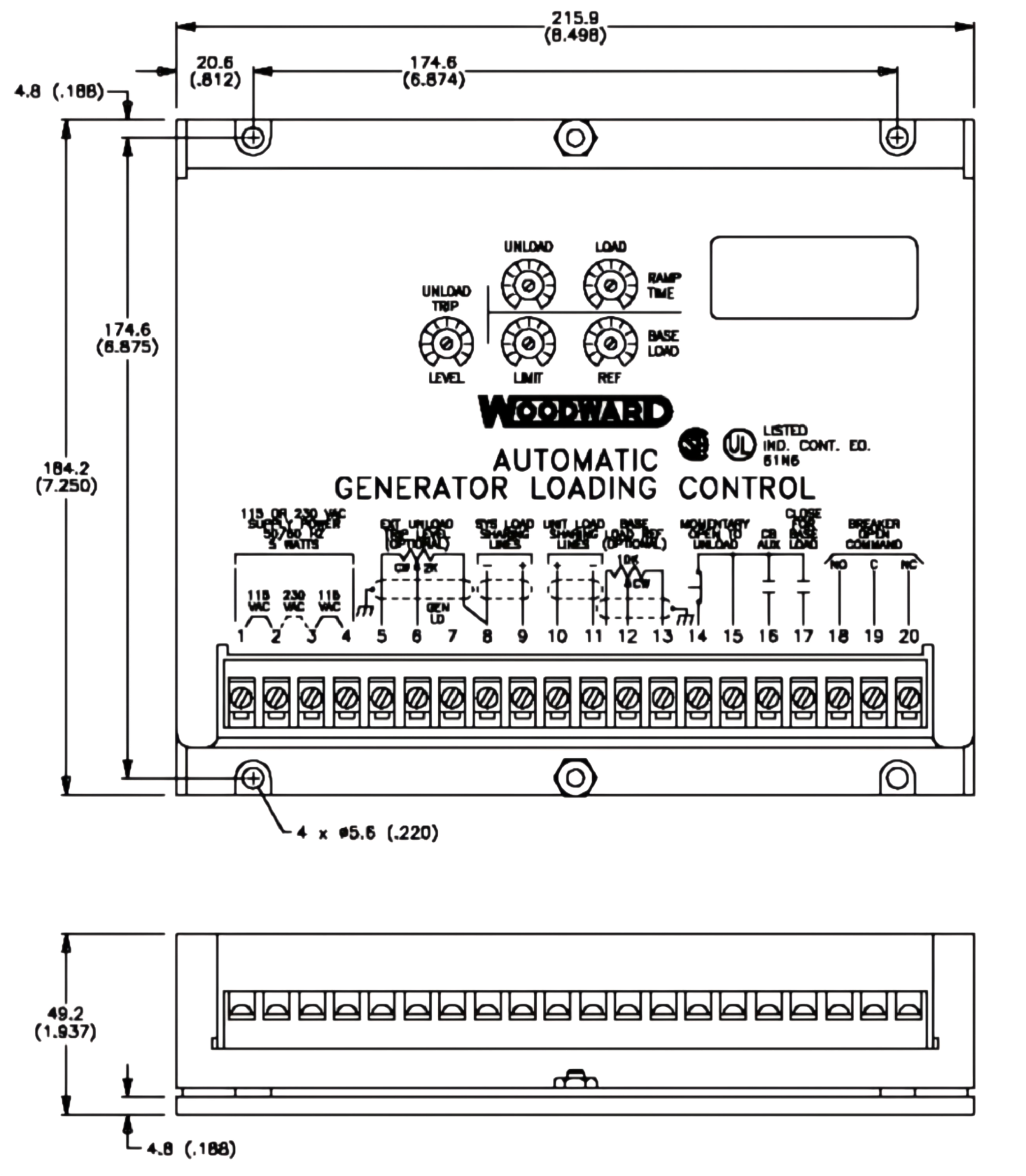 Woodward 9905-096 AGLC Outline Drawing